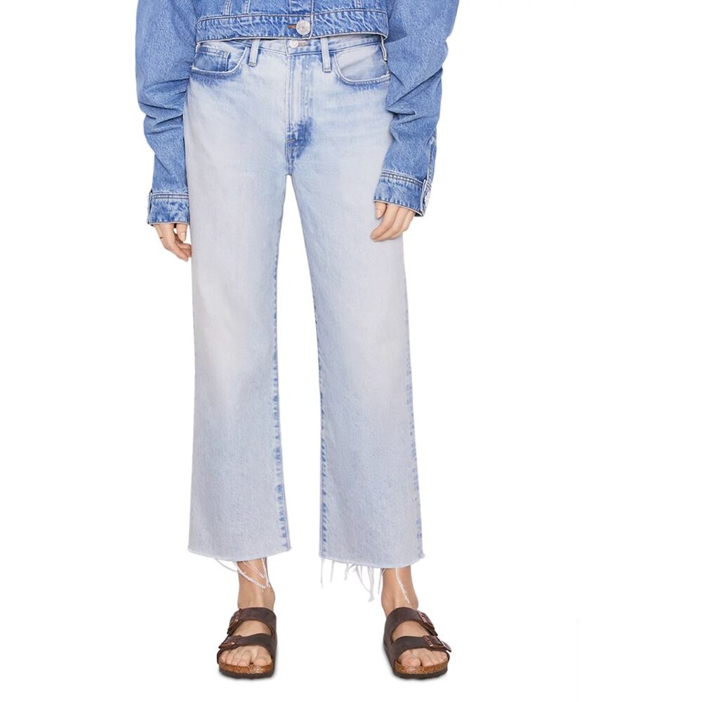 FRAME Le Jane Crop High Rise Straight Luster Light Blue Denim Jeans Size 32 NEW - Picture 16 of 16